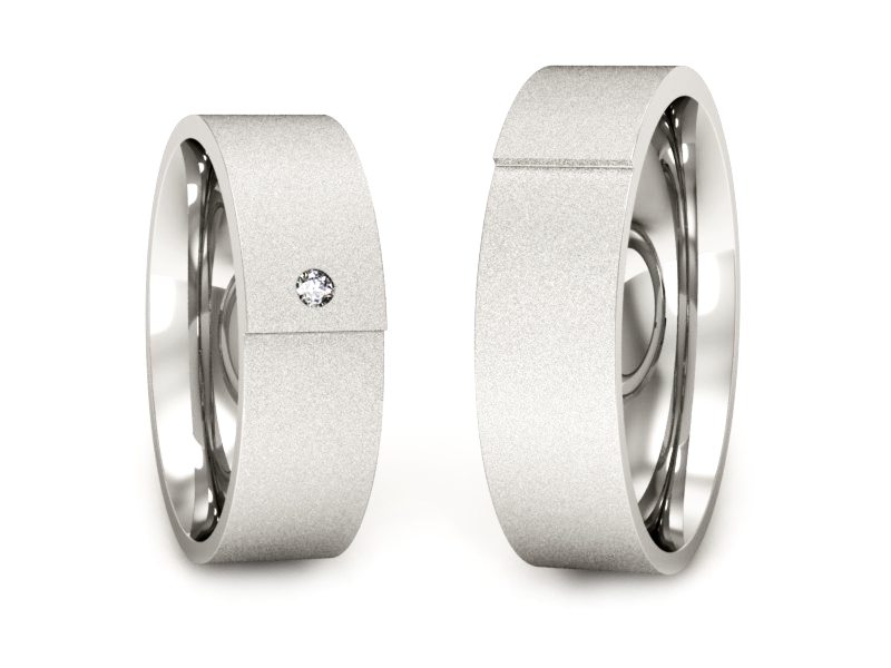 Obrączki z brylantem białe złoto 585 - P601318T171bms — zdjęcie 3