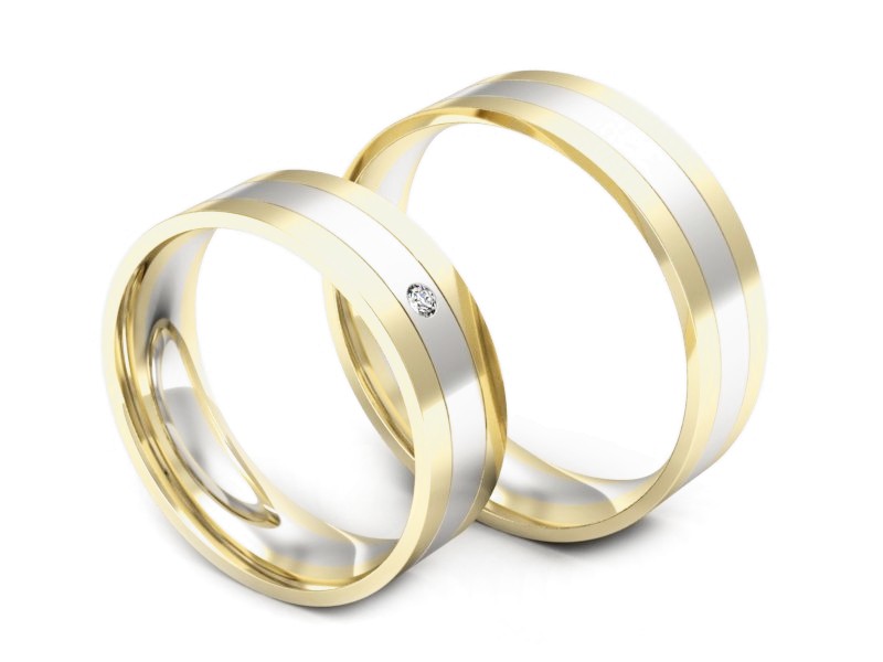 Złote Obrączki z brylantem żółte złoto 585 - P60140310z — zdjęcie 3