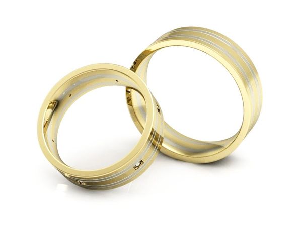 Obrączki ślubne obrączki z diamentami złoto dwukolorowe 585 - P60140382z