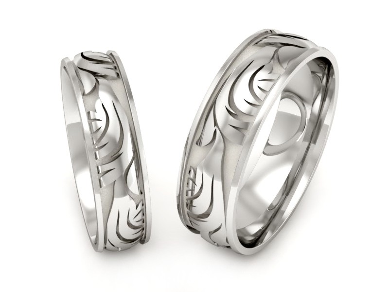 Obrączki białe złoto obrączki klasyczne 585 - P60140T140b — zdjęcie 3