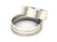 Obrączki ślubne biało żółte złoto obrączki klasyczne 585 - p60145317zb- 2