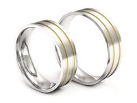 Obrączki ślubne biało żółte złoto obrączki klasyczne 585 - p60145317zb- 3