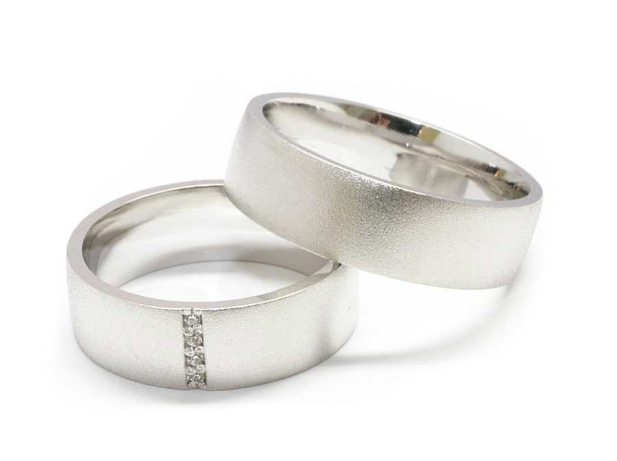 Złote Obrączki z brylantami białe złoto 585 - p60150504_b — zdjęcie 2