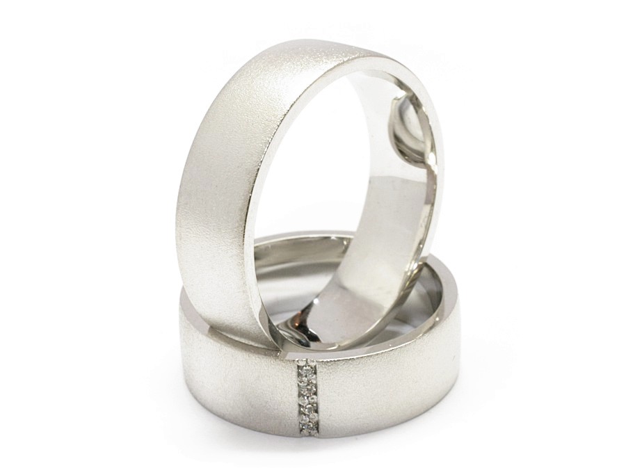 Złote Obrączki z brylantami białe złoto 585 - p60150504_b — zdjęcie 3