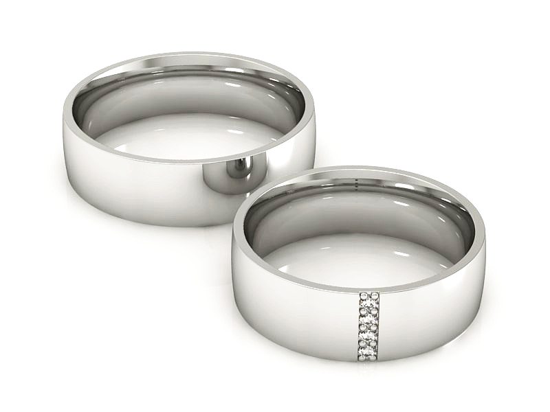 Złote Obrączki z diamentami białe złoto 585 - P60150504B — zdjęcie 2