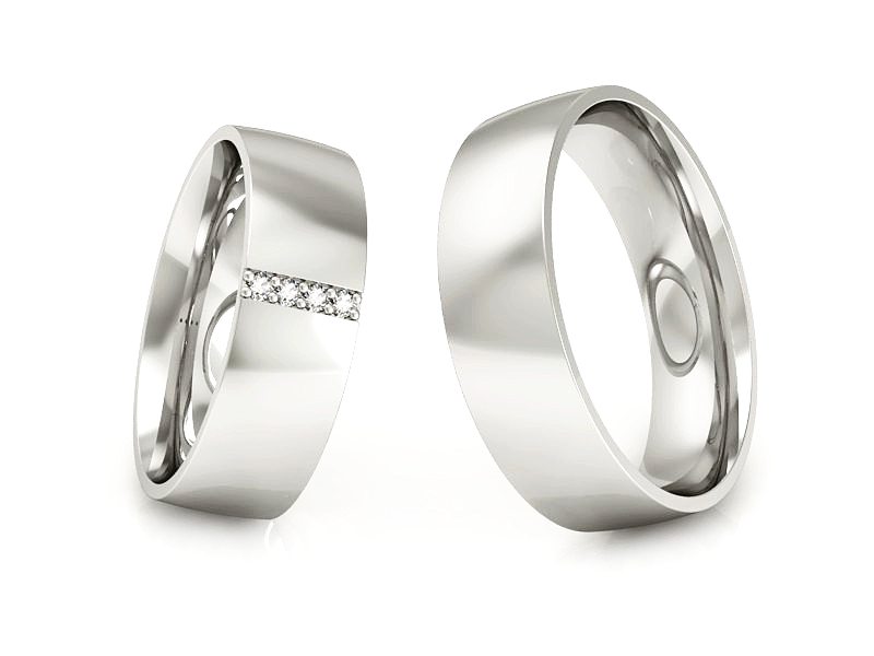 Złote Obrączki z diamentami białe złoto 585 - P60150504B — zdjęcie 3