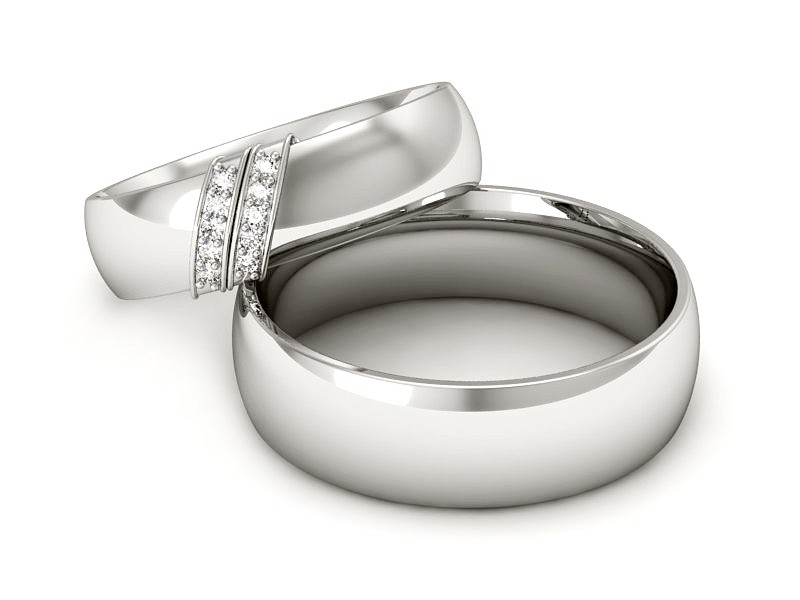 Złote Obrączki z brylantami białe złoto 585 - P60150T145b — zdjęcie 2