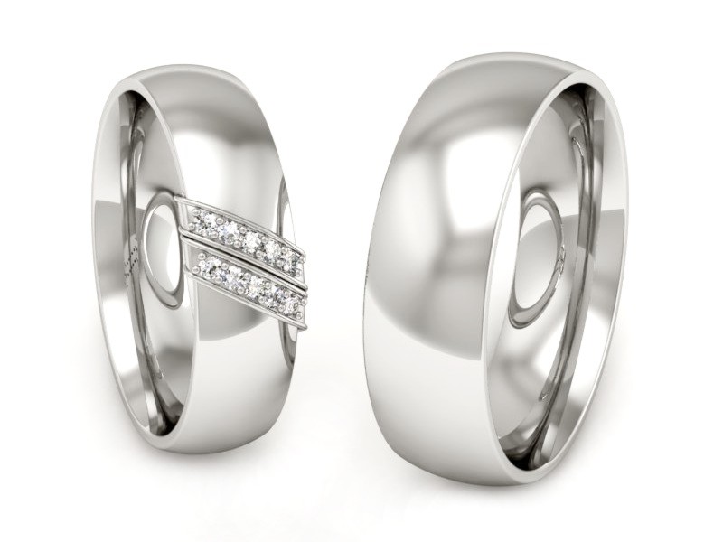 Złote Obrączki z brylantami białe złoto 585 - P60150T145b — zdjęcie 3
