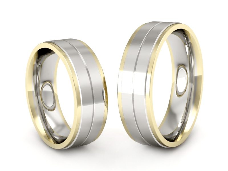 Obrączki biało żółte złoto obrączki złote - P60160309bbz — zdjęcie 3