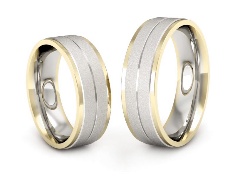 Obrączki biało żółte złoto obrączki złote - P60160309bbzms — zdjęcie 3