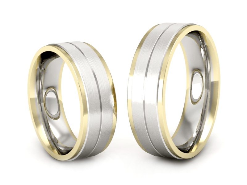 Obrączki biało żółte złoto obrączki złote - P60160309bzz — zdjęcie 3