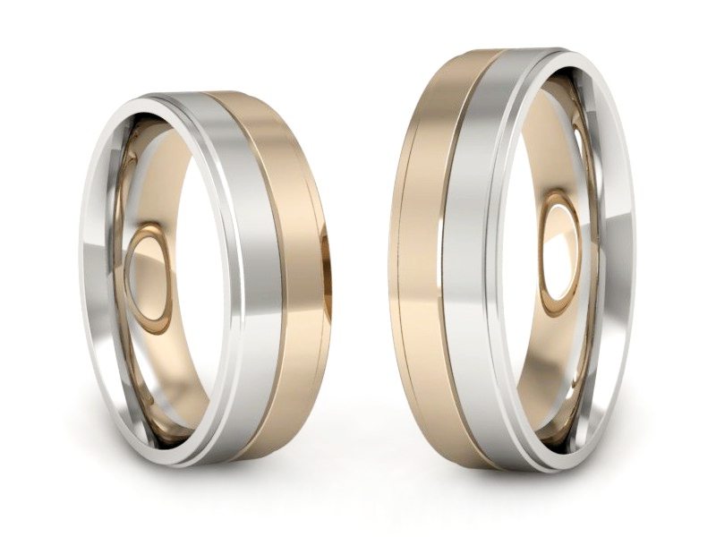 Obrączki biało różowe złoto obrączki złote - P60160309cb — zdjęcie 3