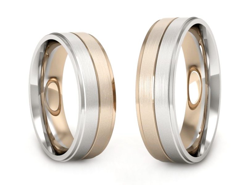 Obrączki biało różowe złoto obrączki złote - P60160309cbmp — zdjęcie 3