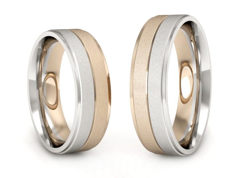 Obrączki biało różowe złoto obrączki złote - P60160309cbms — zdjęcie 3