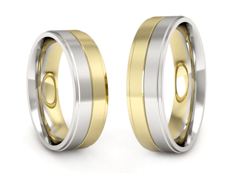 Obrączki biało żółte złoto obrączki złote - P60160309zb — zdjęcie 3