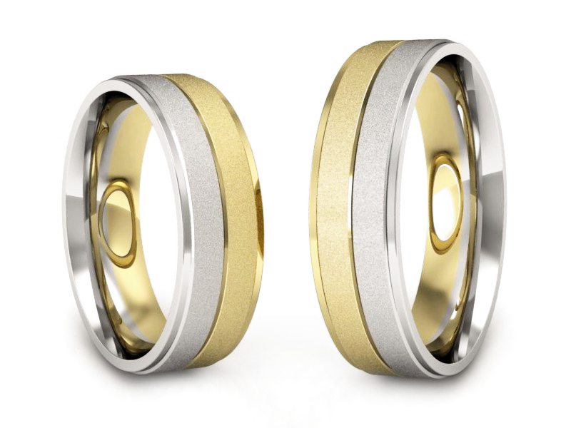 Obrączki biało żółte złoto obrączki złote - P60160309zbms — zdjęcie 3