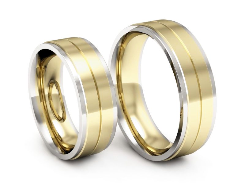 Obrączki biało żółte złoto obrączki złote - P60160309zzb