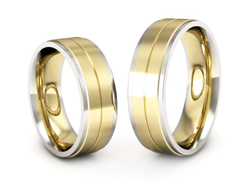 Obrączki biało żółte złoto obrączki złote - P60160309zzb — zdjęcie 3
