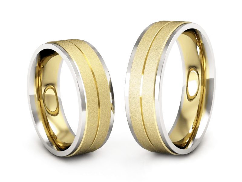 Obrączki biało żółte złoto obrączki złote - P60160309zzbms — zdjęcie 3