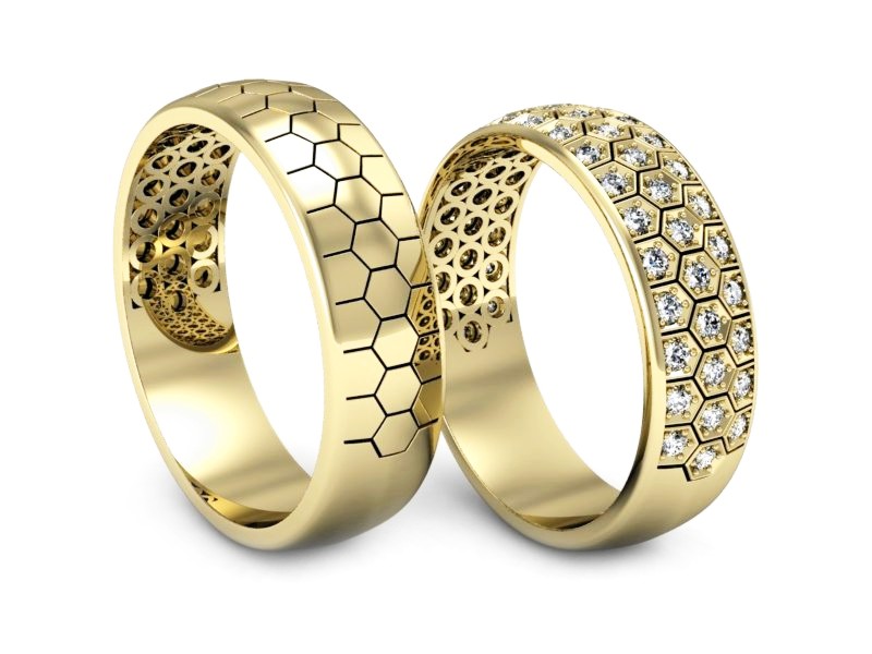 Obrączki z diamentami nowoczesne obrączki - P60160T144z — zdjęcie 2