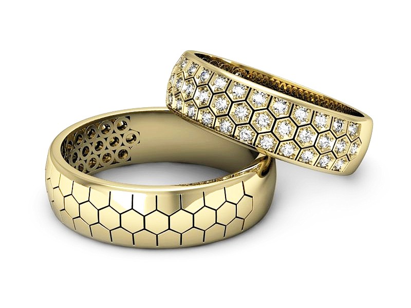 Obrączki z diamentami nowoczesne obrączki - P60160T144z — zdjęcie 3