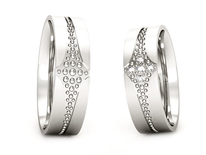 Obrączki z diamentami białe złoto 585 - P60160T165bmp — zdjęcie 3