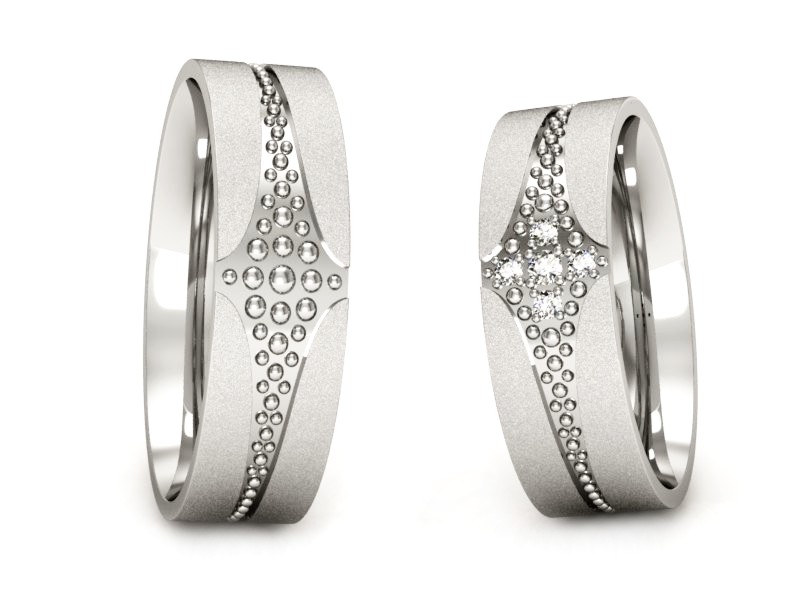 Obrączki z diamentami złote białe złoto 585 - P60160T165bms — zdjęcie 3