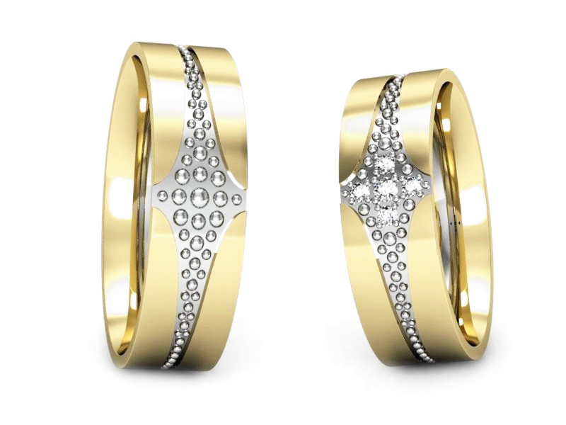 Obrączki z brylantami dwukolorowe złoto 585 - P60160T165zb — zdjęcie 3