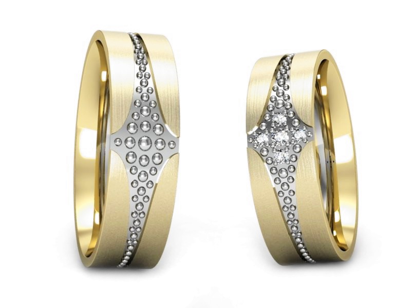 Obrączki z brylantami dwukolorowe złoto - P60160T165zbmp — zdjęcie 3