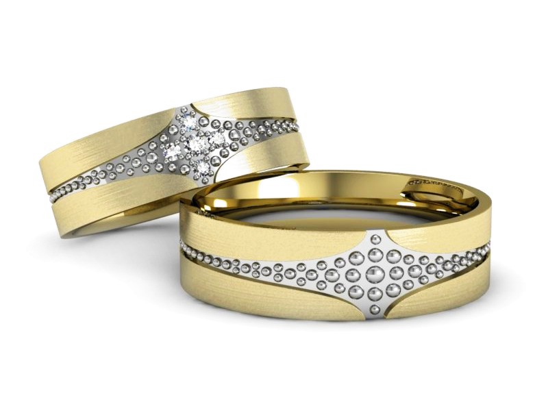 Obrączki z brylantami dwukolorowe złoto - P60160T165zbmp — zdjęcie 2
