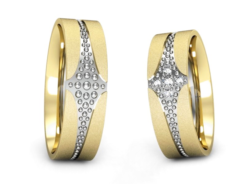 Obrączki z brylantami dwukolorowe złoto - P60160T165zbms — zdjęcie 3