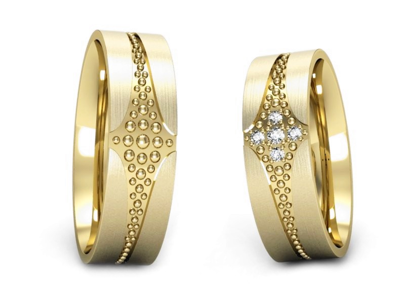 Obrączki z diamentami złote obrączki - P60160T165zmp — zdjęcie 3