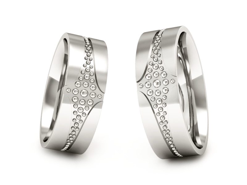 Obrączki białe złoto obrączki klasyczne 585 - P60160T174b — zdjęcie 3