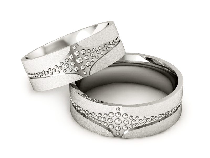 Obrączki białe złoto obrączki klasyczne 585 - P60160T174bms — zdjęcie 2