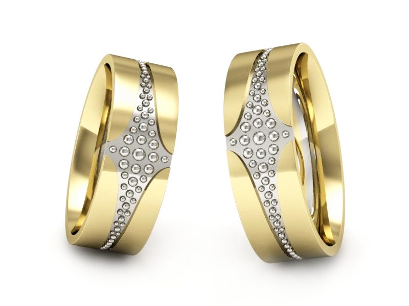 Obrączki biało żółte złoto obrączki złote - P60160T174bz — zdjęcie 3