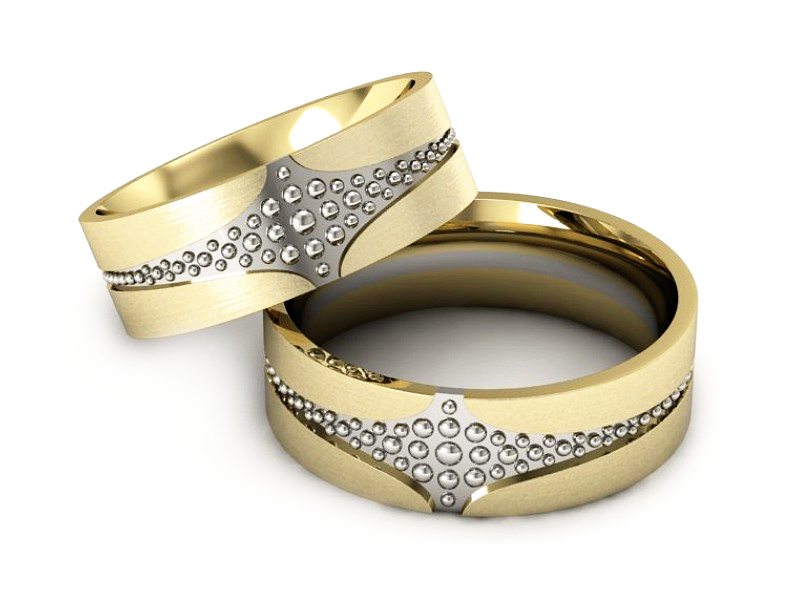 Obrączki biało żółte złoto obrączki złote - P60160T174bzmp — zdjęcie 2