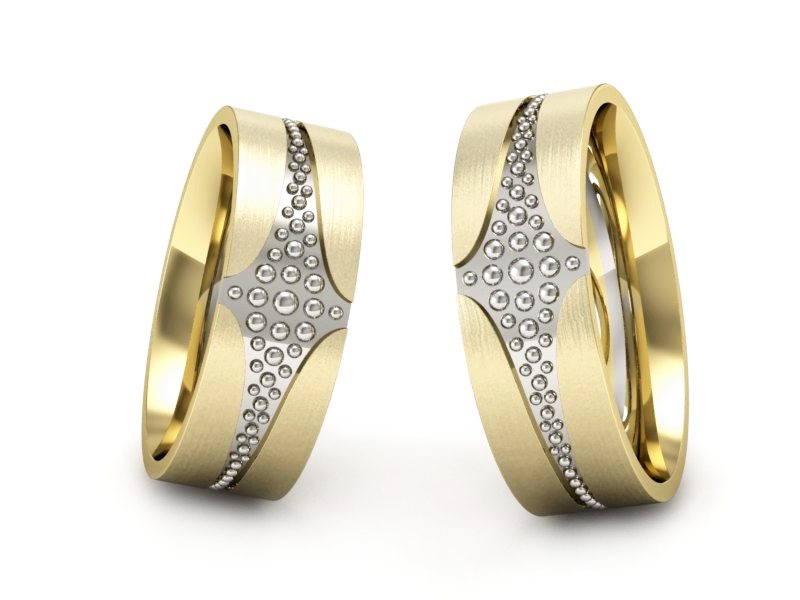 Obrączki biało żółte złoto obrączki złote - P60160T174bzmp — zdjęcie 3