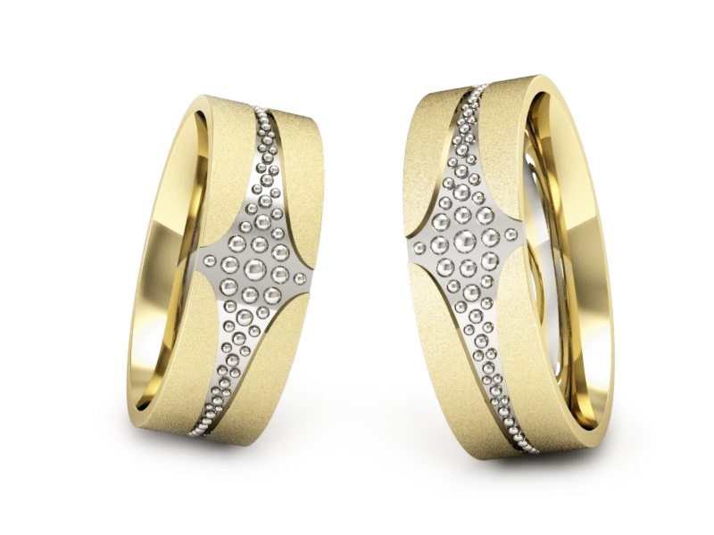 Obrączki biało żółte złoto obrączki złote - P60160T174bzms — zdjęcie 3