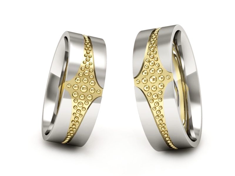 Obrączki biało żółte złoto obrączki złote - P60160T174zb — zdjęcie 3