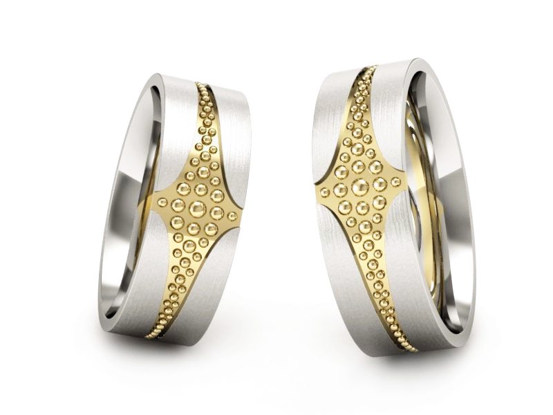 Obrączki biało żółte złoto obrączki złote - P60160T174zbmp — zdjęcie 3