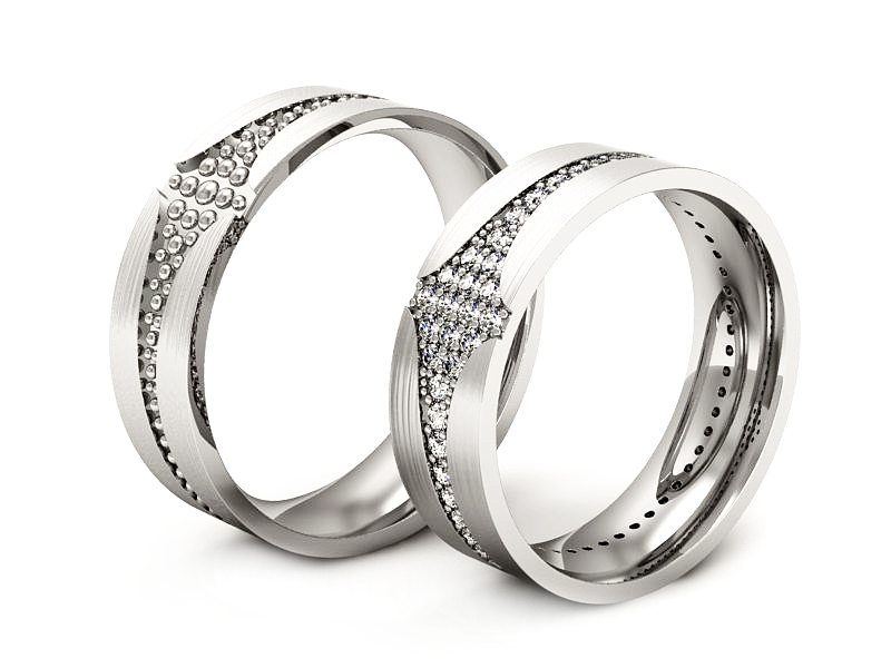 Obrączki z brylantami złote białe złoto 585 - P60160T176bmp — zdjęcie 3
