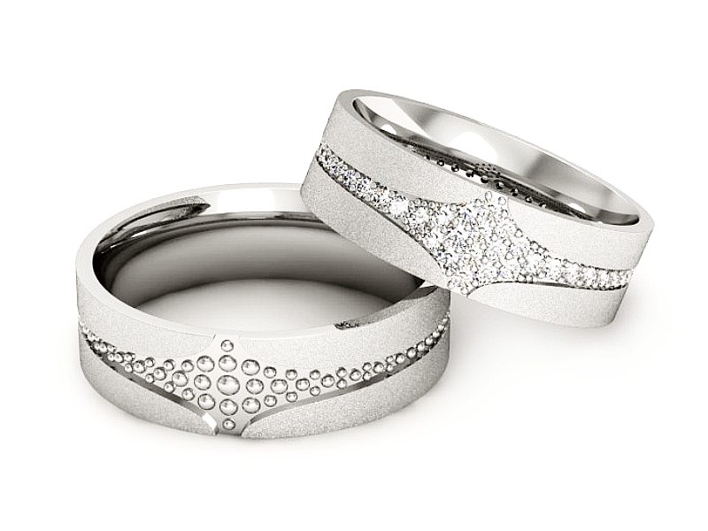 Obrączki z brylantami złote białe złoto 585 - P60160T176bms — zdjęcie 2