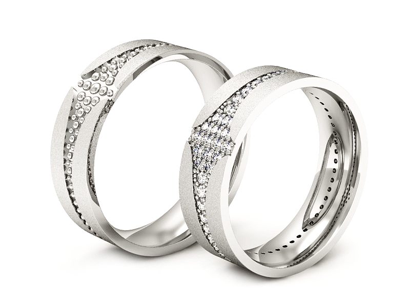 Obrączki z brylantami złote białe złoto 585 - P60160T176bms — zdjęcie 3