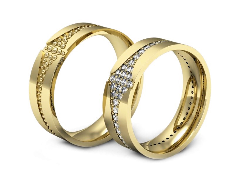 Obrączki z brylantami złote żółte złoto 14k - P60160T176z — zdjęcie 3