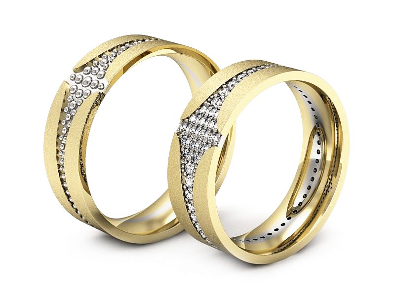 Obrączki z brylantami dwukolorowe złoto - P60160T176zbms — zdjęcie 3