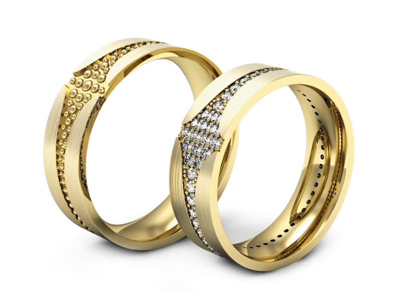 Obrączki z brylantami obrączki żółte złoto - P60160T176zmp — zdjęcie 3