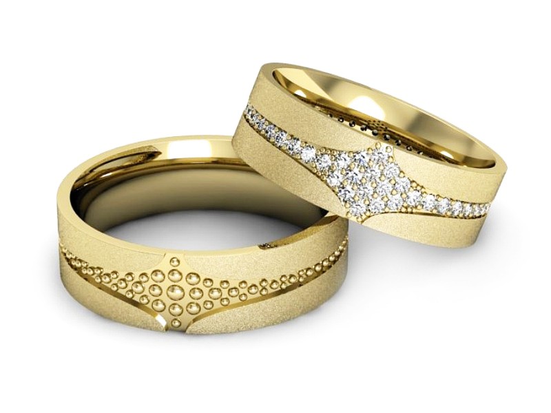 Obrączki z brylantami obrączki żółte złoto - P60160T176zms — zdjęcie 2