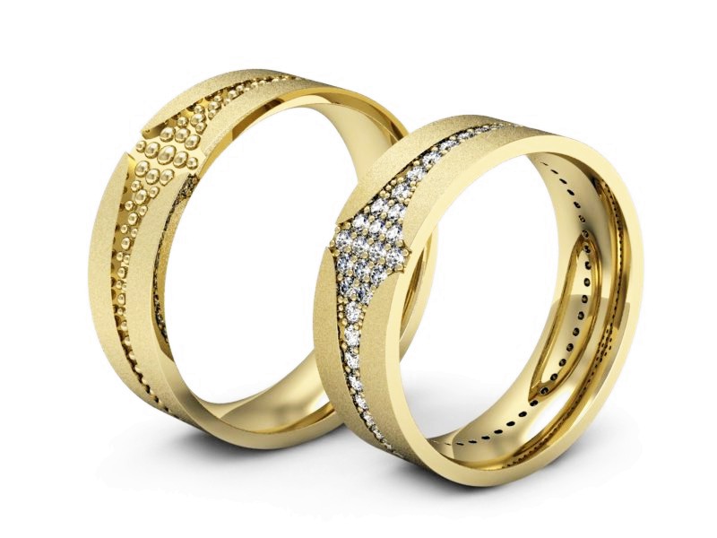 Obrączki z brylantami obrączki żółte złoto - P60160T176zms — zdjęcie 3