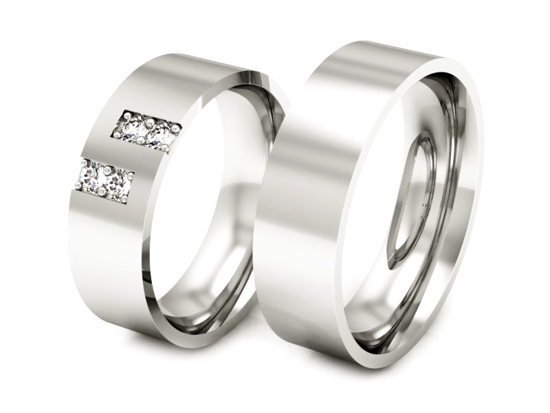 Złote Obrączki z brylantami białe złoto 585 - P60160T45b — zdjęcie 3