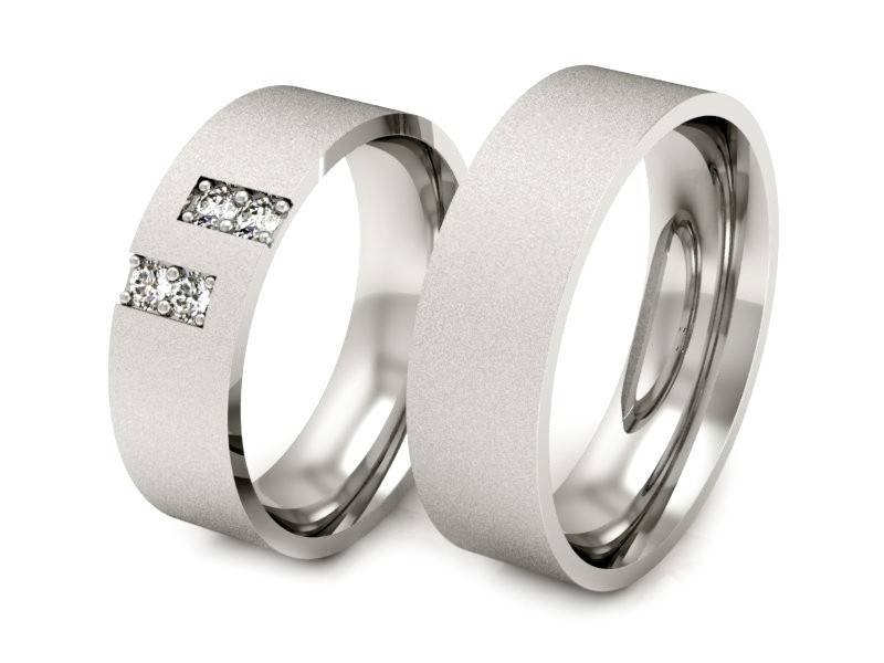 Obrączki z brylantami złote białe złoto 585 - P60160T45bms — zdjęcie 3